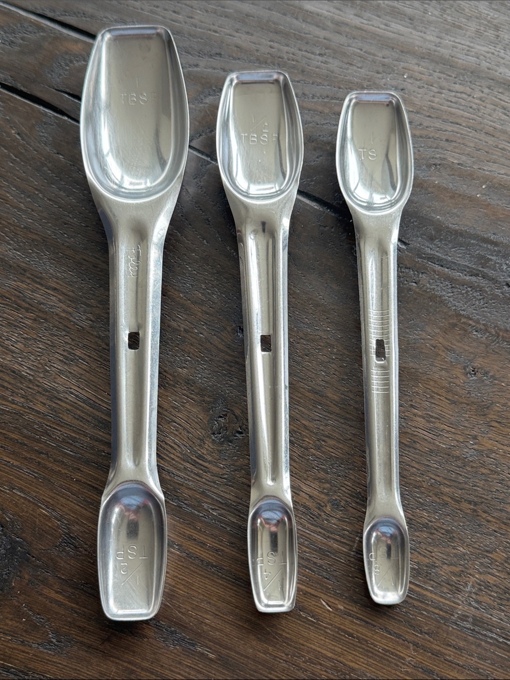 Vintage Foley Stainless Measuring Spoon Set Double Ended Snap Lock Nesting